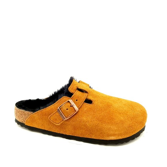 Birkenstock Boston Suede Shearling Line Clogs - Picture 1 of 8